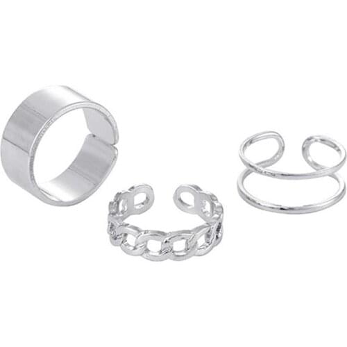 2021 Fashion Simple Design anillos Vintage Silver Color Joint Rings Sets for Women Jewelry Korean Version Joint Rings