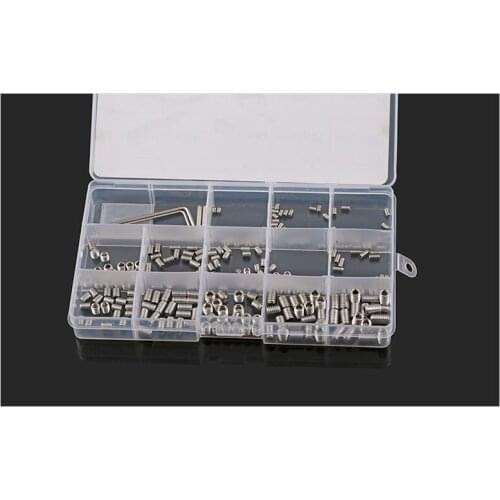 260pcs/pack DIN913 flat set screws hex socket Chimi screws M3 M4 M5 M6 screw headless Top wire machine screw with plastic box