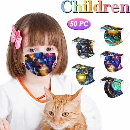 50pc Child Kids Disposable Masks Starry Design Protec 3ply Mask For Children Girls Masque Enfant Facemask Decoration Mascsrillas