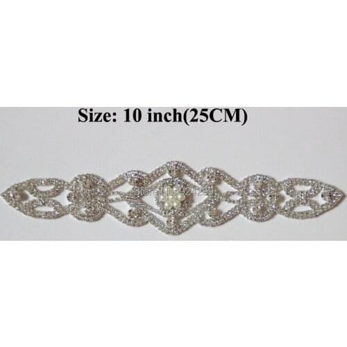 Free Shipping High Quality 5 pcs/lot 10'' Crystal Rhinestone Applique for Wedding Gown Bridal Sash Evening Wear LSAP008