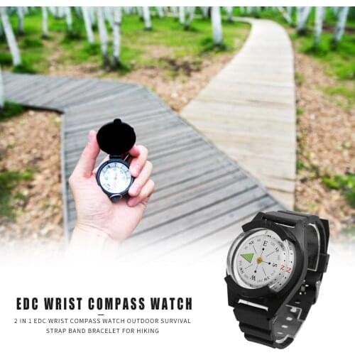 EDC Wrist Compass Watch Save Time and Energy for Convenience Outdoor Survival Bracelet for Climbing Sports Black
