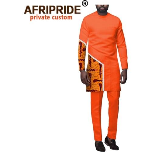 Dashiki Men African Clothing Set Print Shirts and Ankara Pants 2 Piece Suit Tracksuit Tribal Tracksuit Outfits A2016051