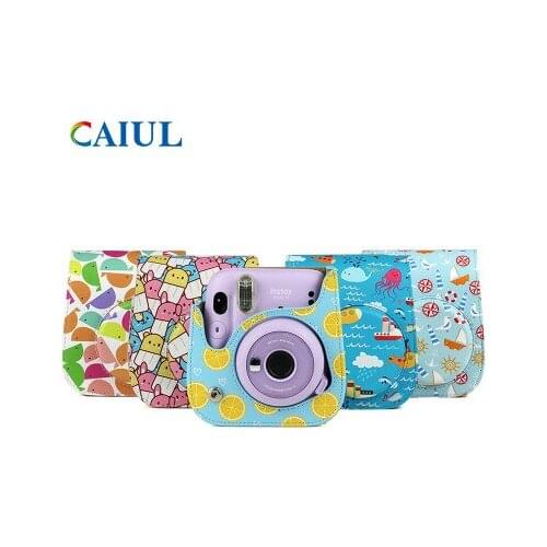 For Polaroid instax mini11/9/8 cute color printing camera bag shoulder bag protective cover PU camera bag