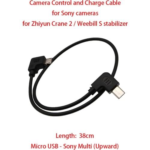 For Zhiyun Crane 2 / Weebill S stabilizer to Sony cameras , 38cm Control and Charge Cable Micro USB to Multi ( Upward )