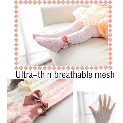 Tights Children Summer Stocking for Girls New Fishnet Baby Pantyhose Thin Breathable Bow Knit White Stockings Newborn Sock