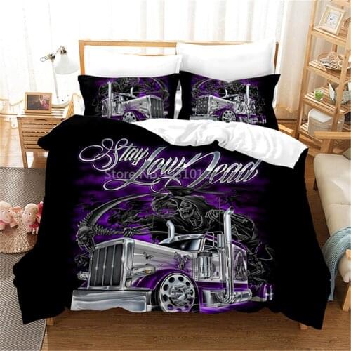 Boys Bed Truck Duvet/Comforter Cover with Pillow Cover Bedding Set Single Double Twin Full Queen King Size for Bedroom Decor