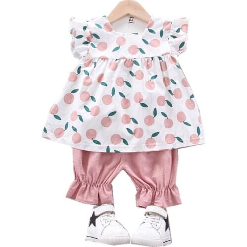 New Summer Baby Girls Clothes Children Cartoon Fashion Dress Shorts 2Pcs/sets Toddler Casual Clothing Suit Kids Outing Costume
