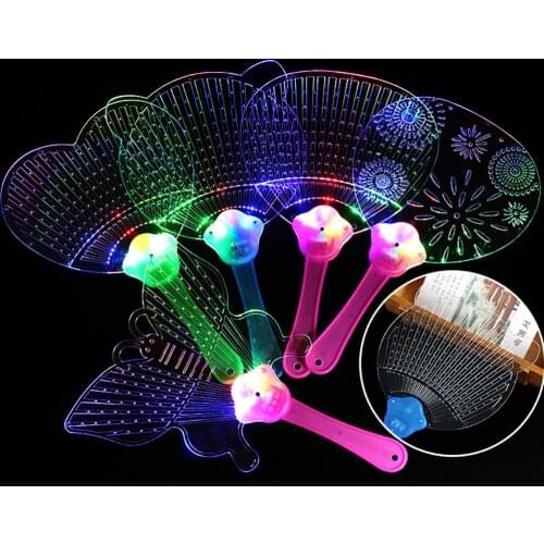Cute Butterfly Bee LED Light up Flashing Flat Hand Fan Toy Concert Party Favors gift for children