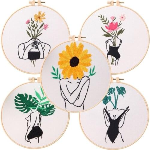 Beauty Lady Embroidery Kit for Beginners, Modern Embroidery Starter Kits, Gift Embroidery Set, Craft Kit, English Description