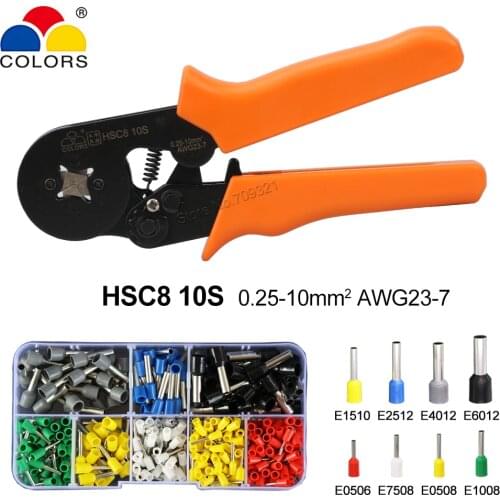 Wire Sleeves Crimping Pliers Square 0.25-10mm2 Tube Wire Ferrules Terminals Box 23-7AWG Stripper Electrican Crimper Suits