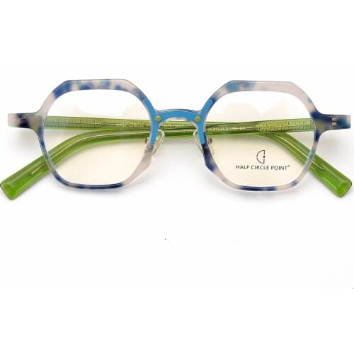 Belight Optical Women Men Orange Acetate Fancy Irregular Shape Star Rivet Design Spectacle Frame Precription Lens HP2021304