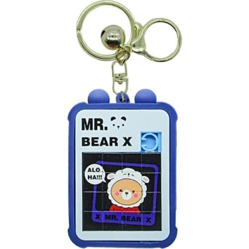H9ED Portable Mini 3D Puzzle Sliding Block Keychain Pendant Cartoon Sheep Jigsaw Toys