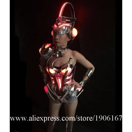 RGB Led Luminous Sexy Lady Party Evening Dress Ballroom Costume LED Colorful Light Up Clothes Dancing Stage Show Bra Clothing