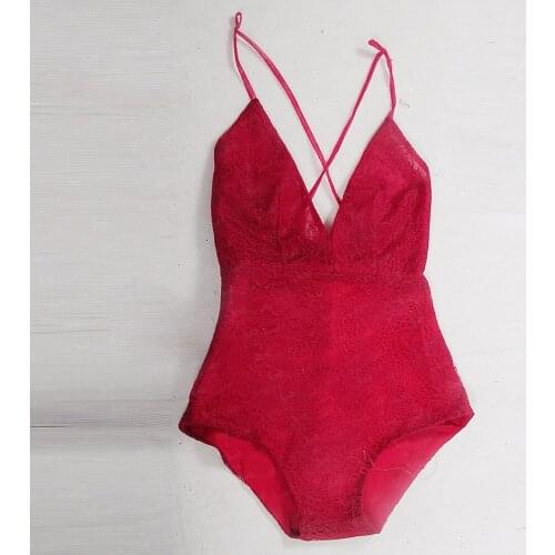 RSK7 Bikini Style Red Lace Tight Corset Mini Jumpsuit Sexy