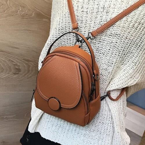 Girls Backpacks Female Ladies Shoulder Bag 2021 Brand Designer Fashion Women Leather Backpack Mini Multi-Function Small
