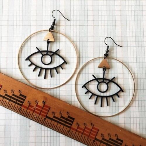 Eye Earrings Eyelash Big Evil Brass Jewelry Black And Hoop women friend gift Gothic 2020 new exaggerate pendant girlfriend