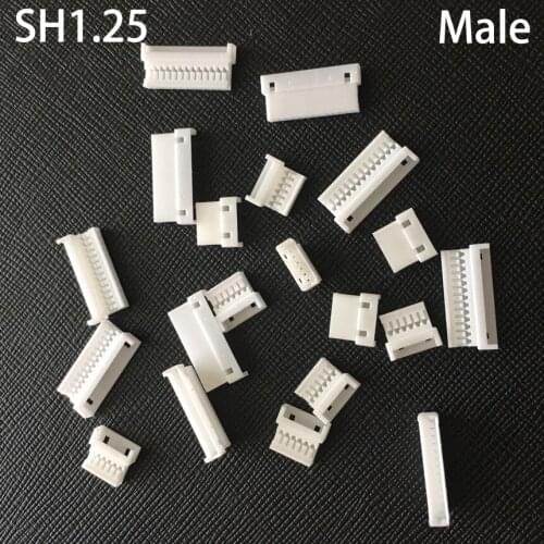 SH1.5 1.5mm Pitch 2P 3P 4P 5P 6P 7P 8P 9P 10P Pins Single Row White Plastic Shell Y Type Male Plug Wire Connector Housing