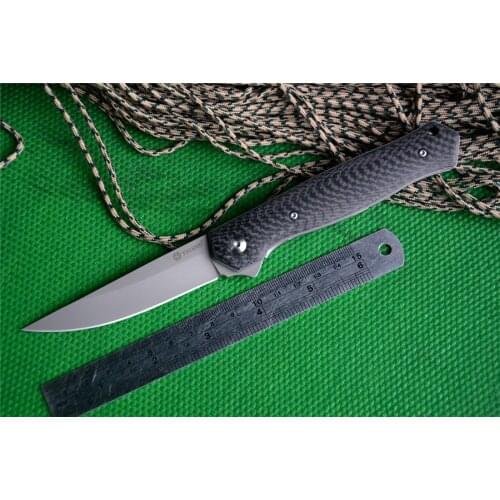 TIGEND D2 Blade Folding Knife 1067 Model Pocket knife Black Carbon fiber Handle Flipper Survival Collection Knives