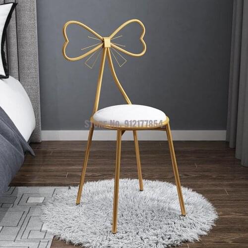 Modern minimalist makeup chair net red ins dressing table stool bedroom home bow cute girl back chair