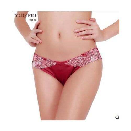 Ms rhyme, oh mulberry silk underwear Low waist briefs Lace non-trace small pair of drawers