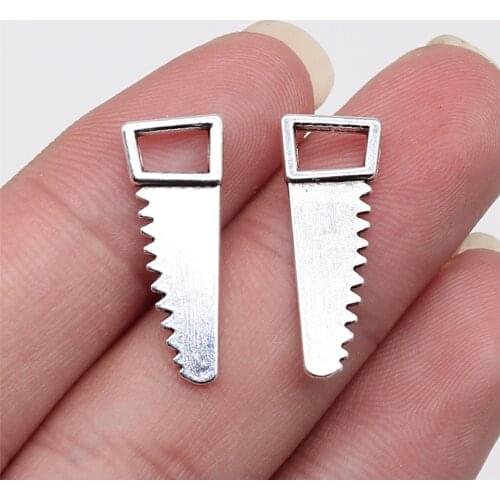 WYSIWYG 20pcs 23x7mm Antique Silver Color Saw Charms Pendant For Jewelry Making DIY Jewelry Findings