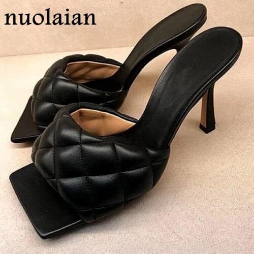2020 Women Leather Summer Sandal Shoes Dress 9CM High Heels Peep Toe Sandals Woman Pumps Wedding Shoe High Heel Shoes Lady