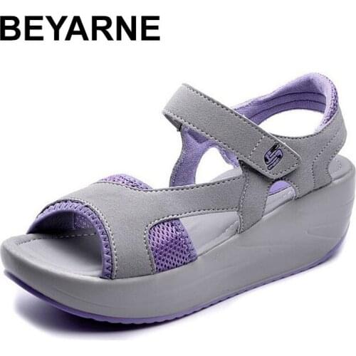 BEYARNE Summer Fish Mouse Swing Casual Mesh Breathable Sandals Ladies Trainers Wedges Chaussure Femme Shoes For Women