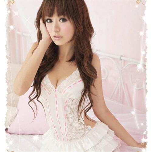 Women Ladies Sexy Lace Lingerie Black Lace Dress G-string Nightwear Underwear Babydoll Sleepwear Sets Black White