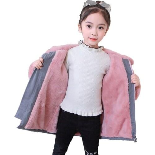 Winter Thicken Jacket For Girls Children Outerwaer Kids Plus Velvet Thick Warm Fur Coats Students Comfortable Clothes Girl 2020
