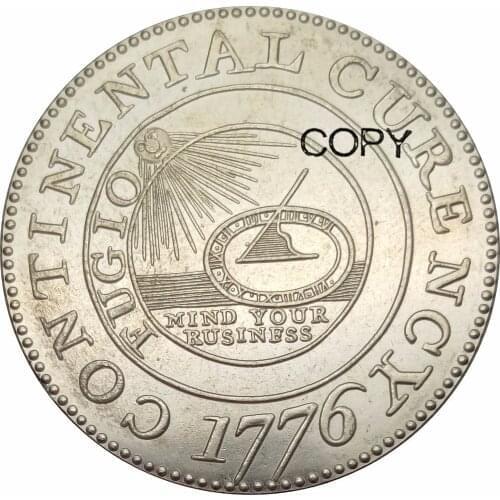 United States 1 Dollar 90% Silver The Continental Dollar Currency 1776 Copy Coin