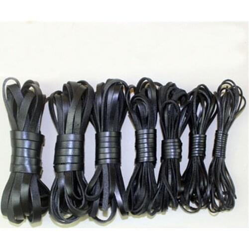 2m/lot 2mm 3mm 4mm 5mm 6mm 8mm 10mm Genuine Cow Leather Cord String Bracelet Findings Black Flat Leather Rope Jewelry Making