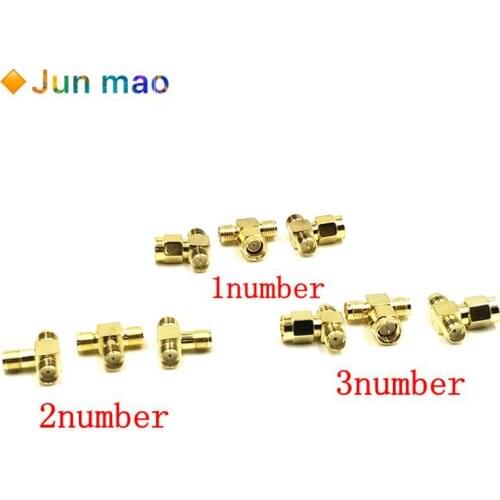 2ps SMA Male Hole to Two SMA Female Neelde Triple T RF Adapter Connector 3Way Splitter SMA-JKK SMA-KJK Copper RF Radio Frequency