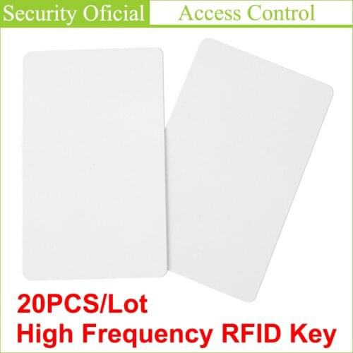 20 Pieces 13.56 MHz Non-contact IC Cards High Frequency RFID Key Tag Access Control Card White PVC Elevator Card Attendance Card
