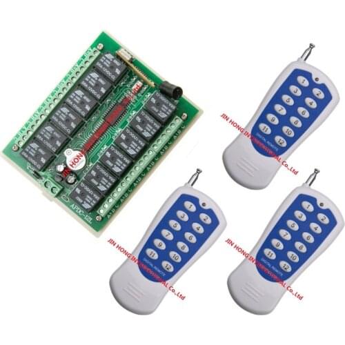 2014 New 12V 12 CH RF Wireless Remote Control Switch system Wholesale prices with 12 Buttons transmitter free shipping