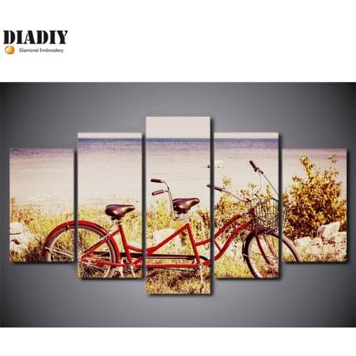 5pc Full Square&round drill 5D DIY Diamond embroidery Bicycle Diamond Painting Cross Stitch Rhinestone Mosaic Kitchen Home Decor