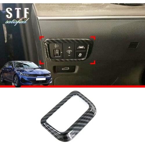 Carbon Fiber Style Interior Accessories Control Headlight Switch Button Panel Cover Molding Trim For Kia K5 Optima 2020 2021