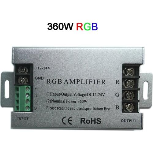 Aluminum 360W RGB amplifier DC12V 24V 30A RGB led strip controller For RGB SMD 5050 3528 LED Strip light signal amplifier