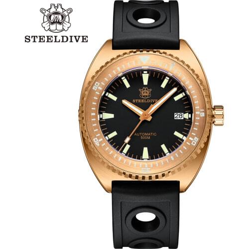 STEELDIVE 1973S 500m Bronze Diving Watch Mens Mechanical Automatic Luxury Watch Sapphire Crystal NH35A Vintage Diver Watches