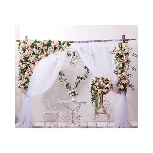 Champagne color with grass green Wedding Flower Wall Artifical Silk Flower Backdrop Wedding Home Decoration