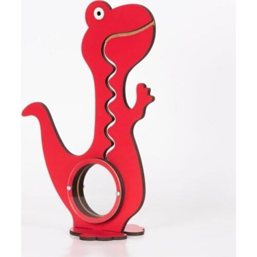 Wooden Dinosaur Piggy Bank Educational Toy Fun Saving Money for Kids
