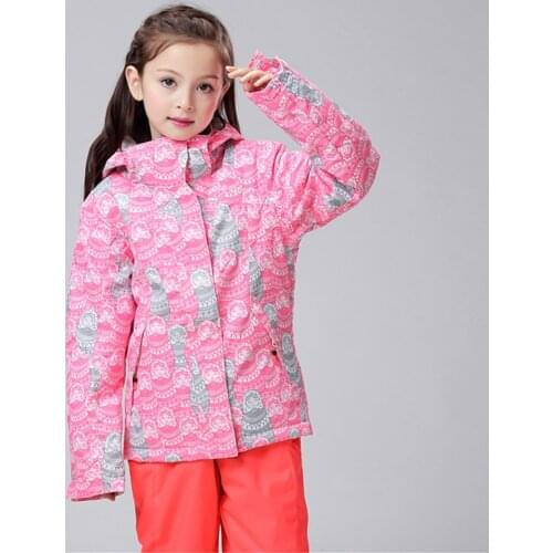GSOU SNOW Children Girls Ski Jacket Winter Waterproof Windproof Breathable Snow Coat Mountain Skiing Snowboarding Jacket
