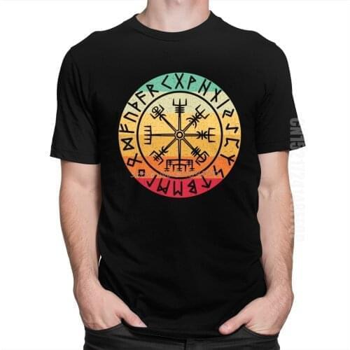 Designer Mens Viking Compass Vegvisir Runes Tattoo Viking T Shirt Short Sleeve Cotton Tshirt Vikings Odin Warrior Legend Tees