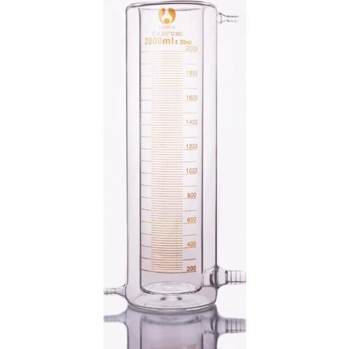 High borosilicate glass double-deck measuring cylinder 2000ml,Laboratory Glass Jacket-layer cylinder,Mezzanine cylinder
