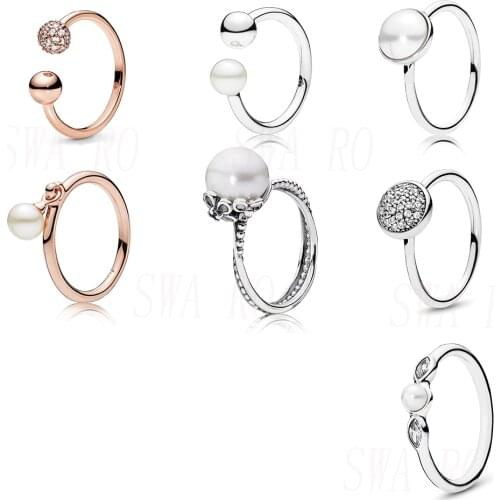 Classic S925 Grand, Dangling Freshwater Cultured Pearl, Polished & Pavé Bead Open, Dazzling Water Drop, Luminous Droplet Ring