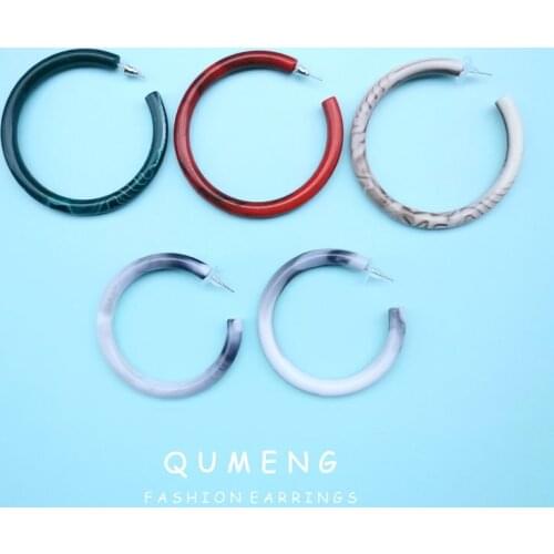 QUMENG korean Fashion Earrings for women 2020 resin Earrings acrylic Hoop Earrings big vintage Jewelry hyperbole Accessories