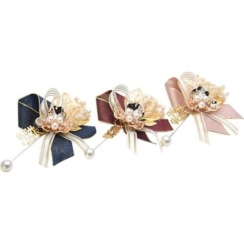Wedding Korean bride and groom wedding corsage imitation pearl shell flower corsage brooch Wedding Party Accessories
