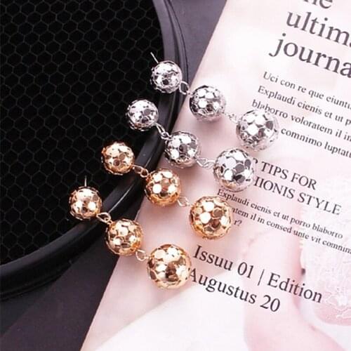Fashion Punk Metal Beads Long Tassel Earrings Ball Stud Earrings Party Statement Hanging Woman Earrings Jewelry Gift Wholesale