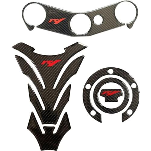 Motorcycle Carbon Fiber Sticker Decal Protector Fish Tank Pad Gas Fuel Grip For Yamaha YZF1000 YZF R1 2002 2003 2004 2005 2006