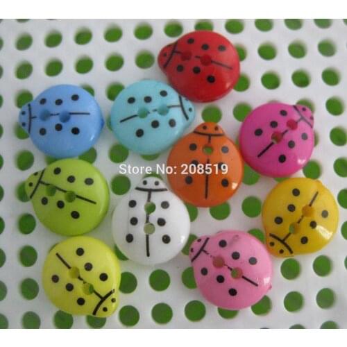 NBNLLV fancy ladybug buttons for children shirt sewing supplies 100pcs mix colors DIY scrapbooking findings