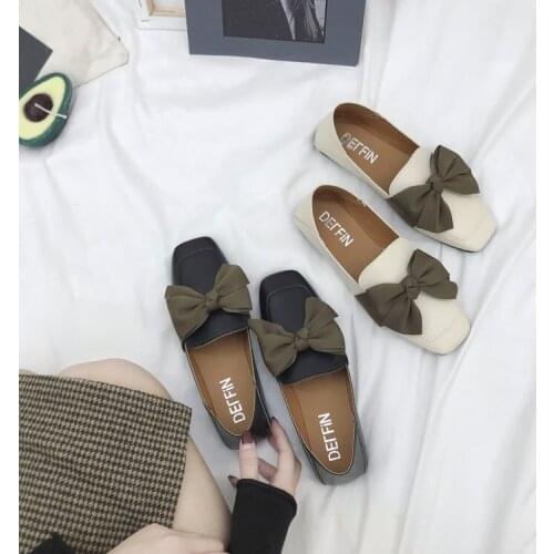 2020 New Four Seasons Comfortable PU Sets Of Ladies Bow Design Flat Casual Fashion Womens Wild Super Soft Single Shoes B20-93